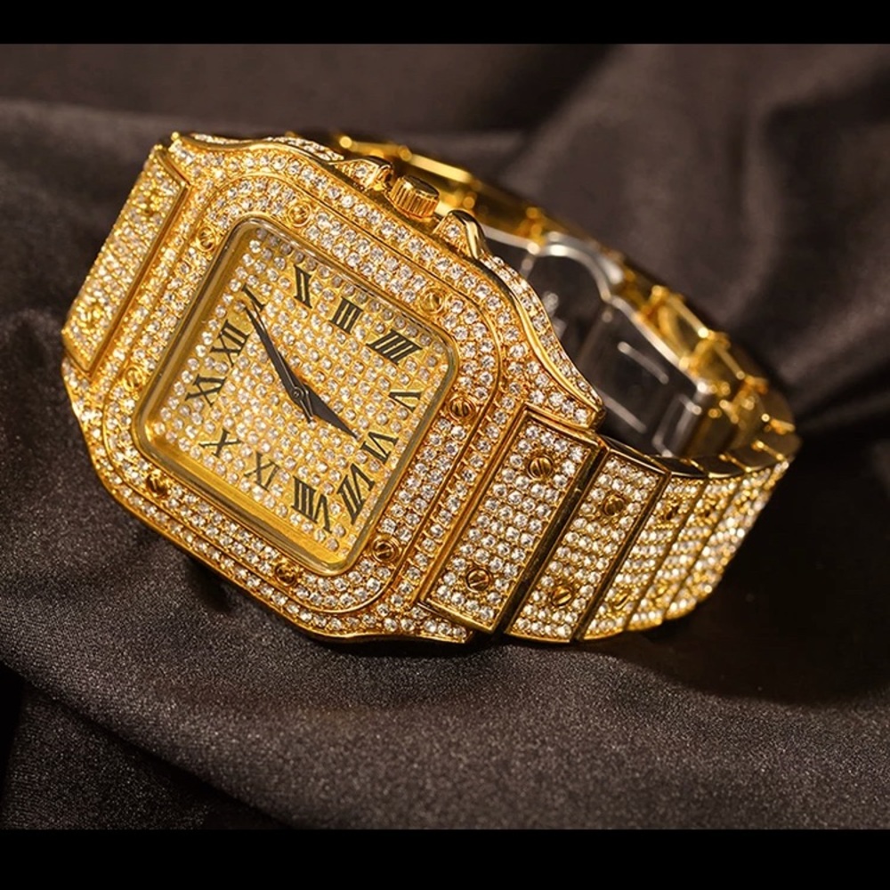 Men’s Cz watch gold plated